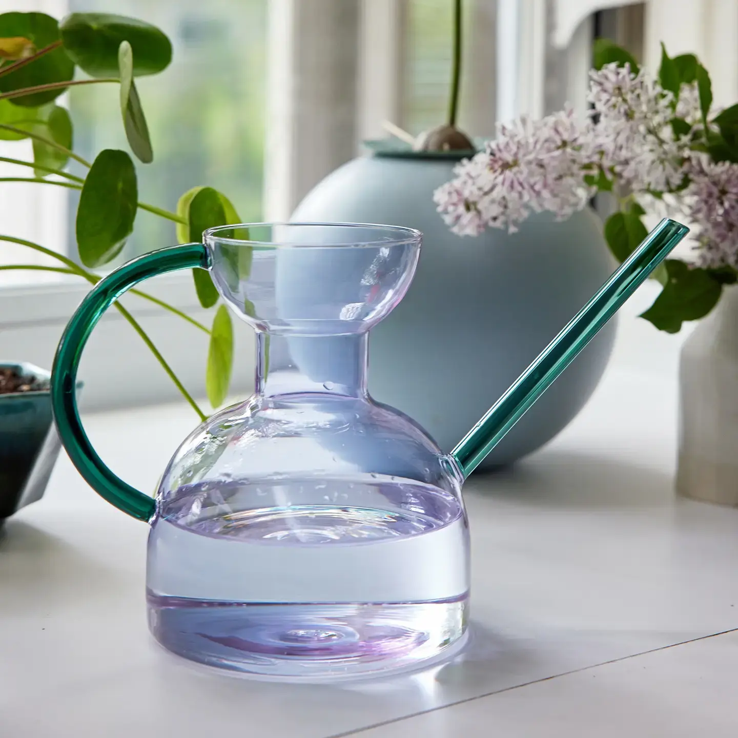 Glass Watering Can Purple