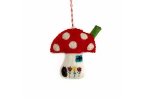 Mushroom House Felt Wool Chirstmas Ornament