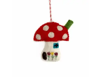 Mushroom House Felt Wool Chirstmas Ornament
