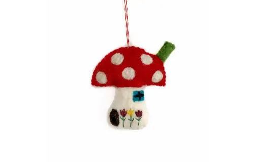 Mushroom House Felt Wool Chirstmas Ornament