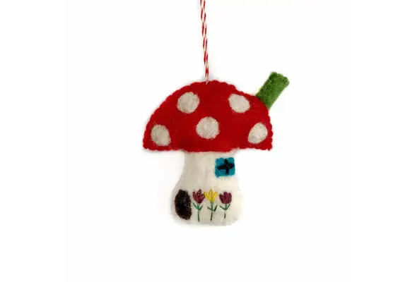 Mushroom House Felt Wool Chirstmas Ornament