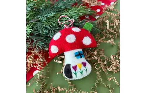 Mushroom House Felt Wool Chirstmas Ornament