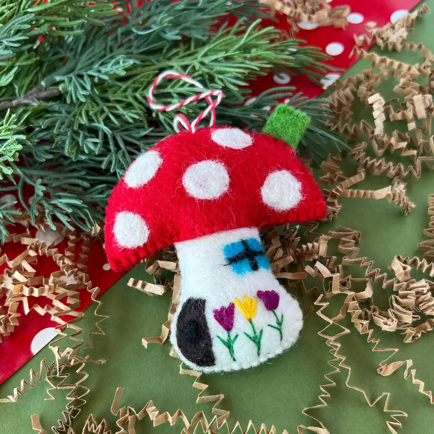 Mushroom House Felt Wool Chirstmas Ornament