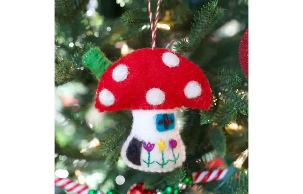 Mushroom House Felt Wool Chirstmas Ornament