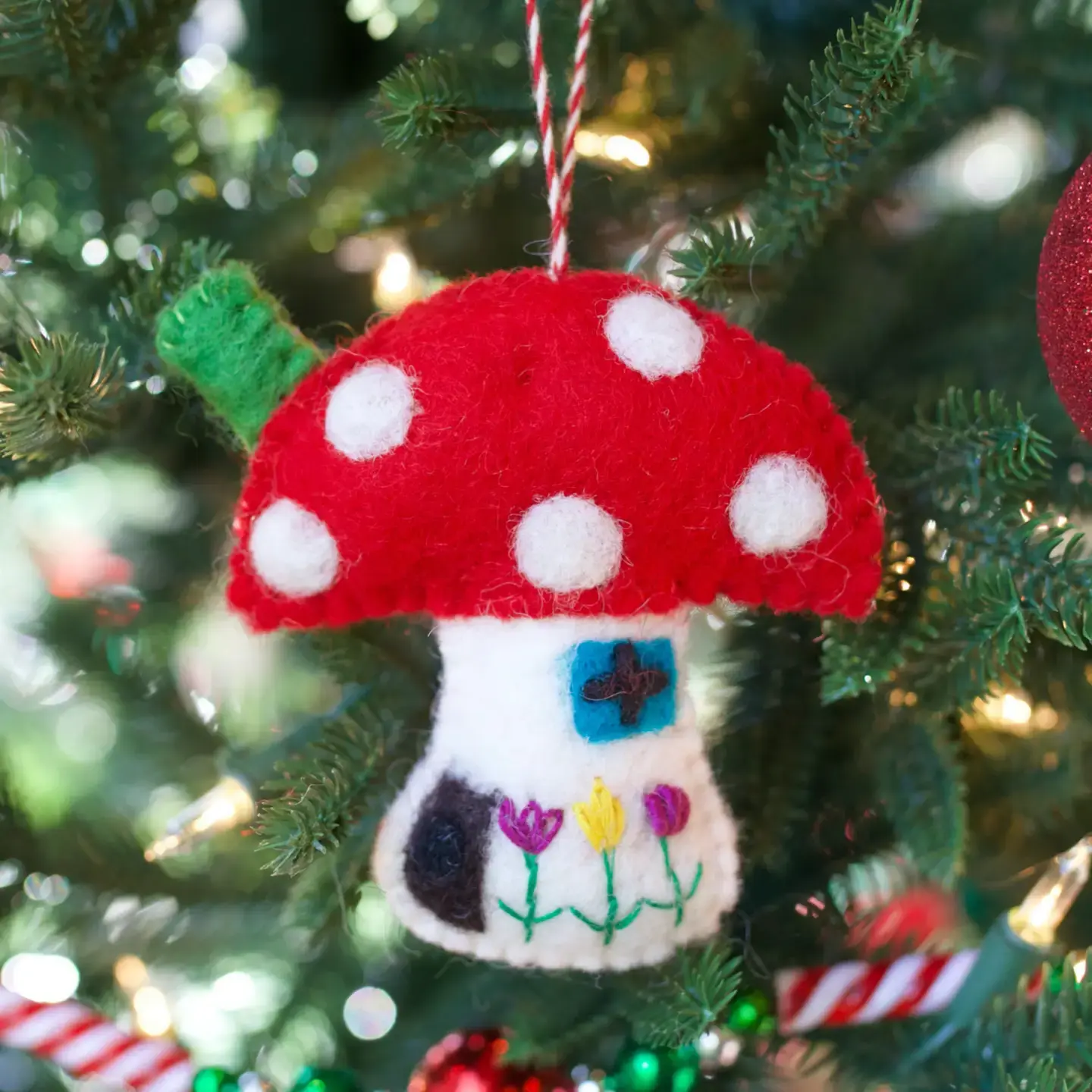 Mushroom House Felt Wool Chirstmas Ornament