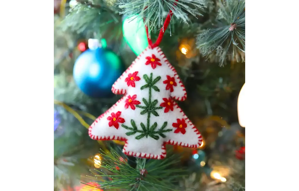 White Tree Felt Wool Christmas Ornament