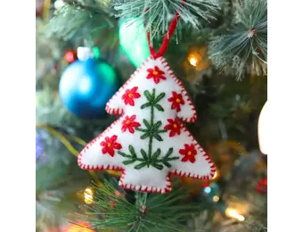 White Tree Felt Wool Christmas Ornament