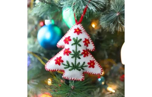 White Tree Felt Wool Christmas Ornament