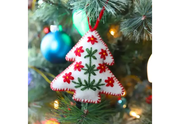 White Tree Felt Wool Christmas Ornament