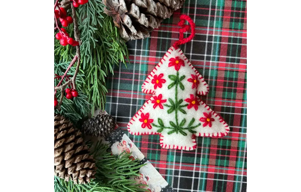 White Tree Felt Wool Christmas Ornament