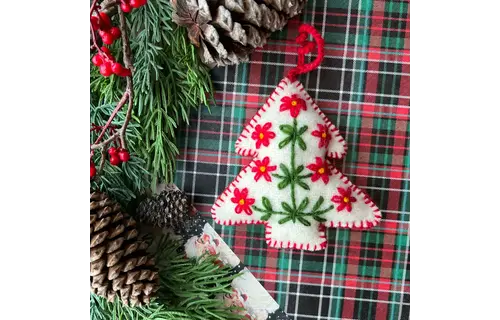 White Tree Felt Wool Christmas Ornament