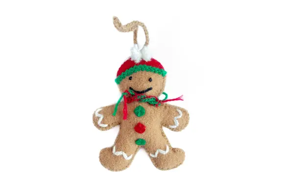 Gingerbread Felt Wool Christmas Ornament