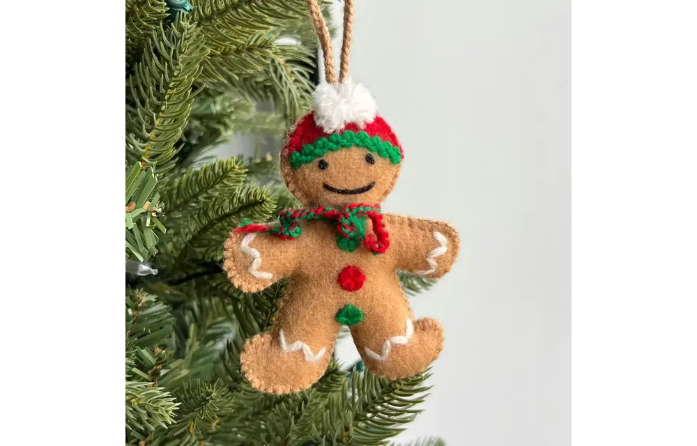 Gingerbread Felt Wool Christmas Ornament