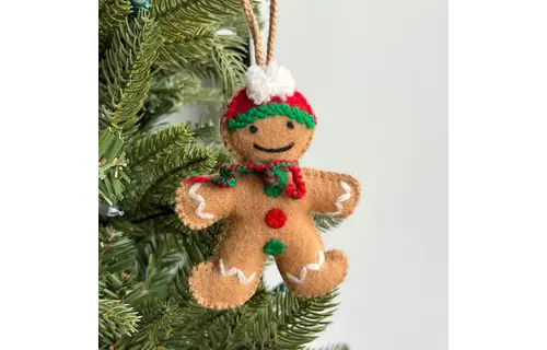 Gingerbread Felt Wool Christmas Ornament