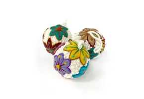 Embroidered Wool Ball Ornament