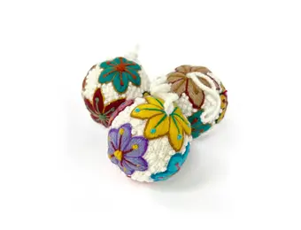 Embroidered Wool Ball Ornament