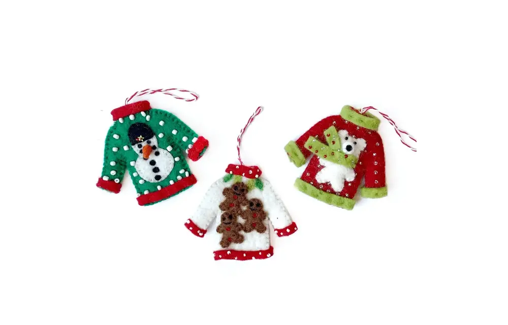 Ugly Christmas Sweater Felt Wool Ornament ASMT