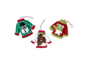 Ugly Christmas Sweater Felt Wool Ornament ASMT
