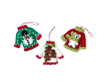 Ugly Christmas Sweater Felt Wool Ornament ASMT