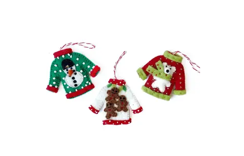 Ugly Christmas Sweater Felt Wool Ornament ASMT