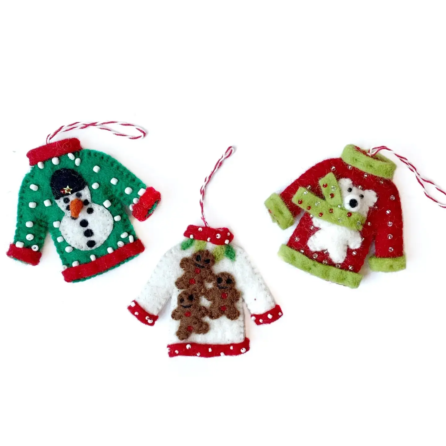 Ugly Christmas Sweater Felt Wool Ornament ASMT