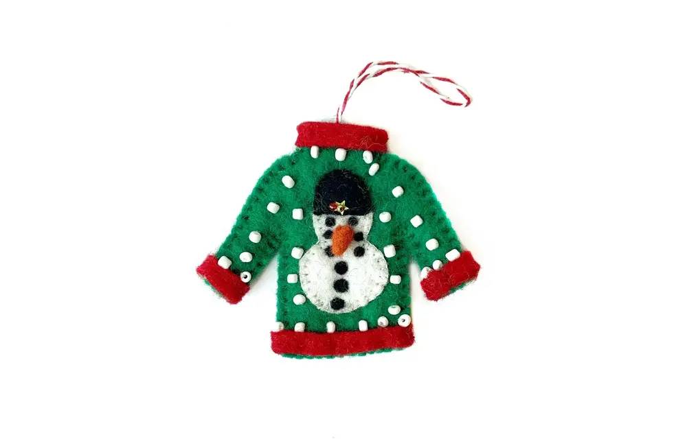 Ugly Christmas Sweater Felt Wool Ornament ASMT