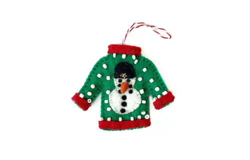 Ugly Christmas Sweater Felt Wool Ornament ASMT