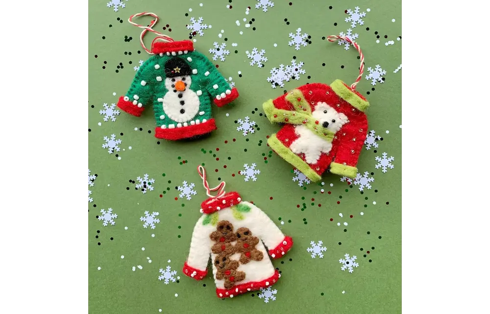 Ugly Christmas Sweater Felt Wool Ornament ASMT