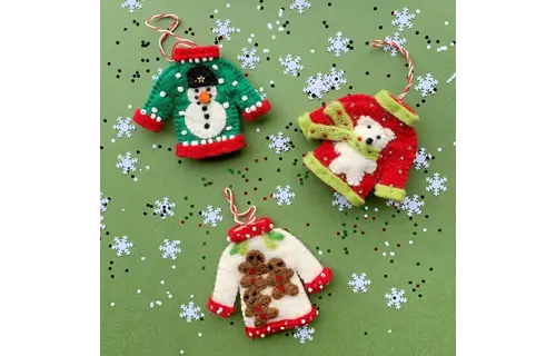Ugly Christmas Sweater Felt Wool Ornament ASMT