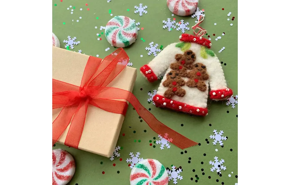 Ugly Christmas Sweater Felt Wool Ornament ASMT