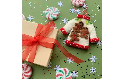 Ugly Christmas Sweater Felt Wool Ornament ASMT