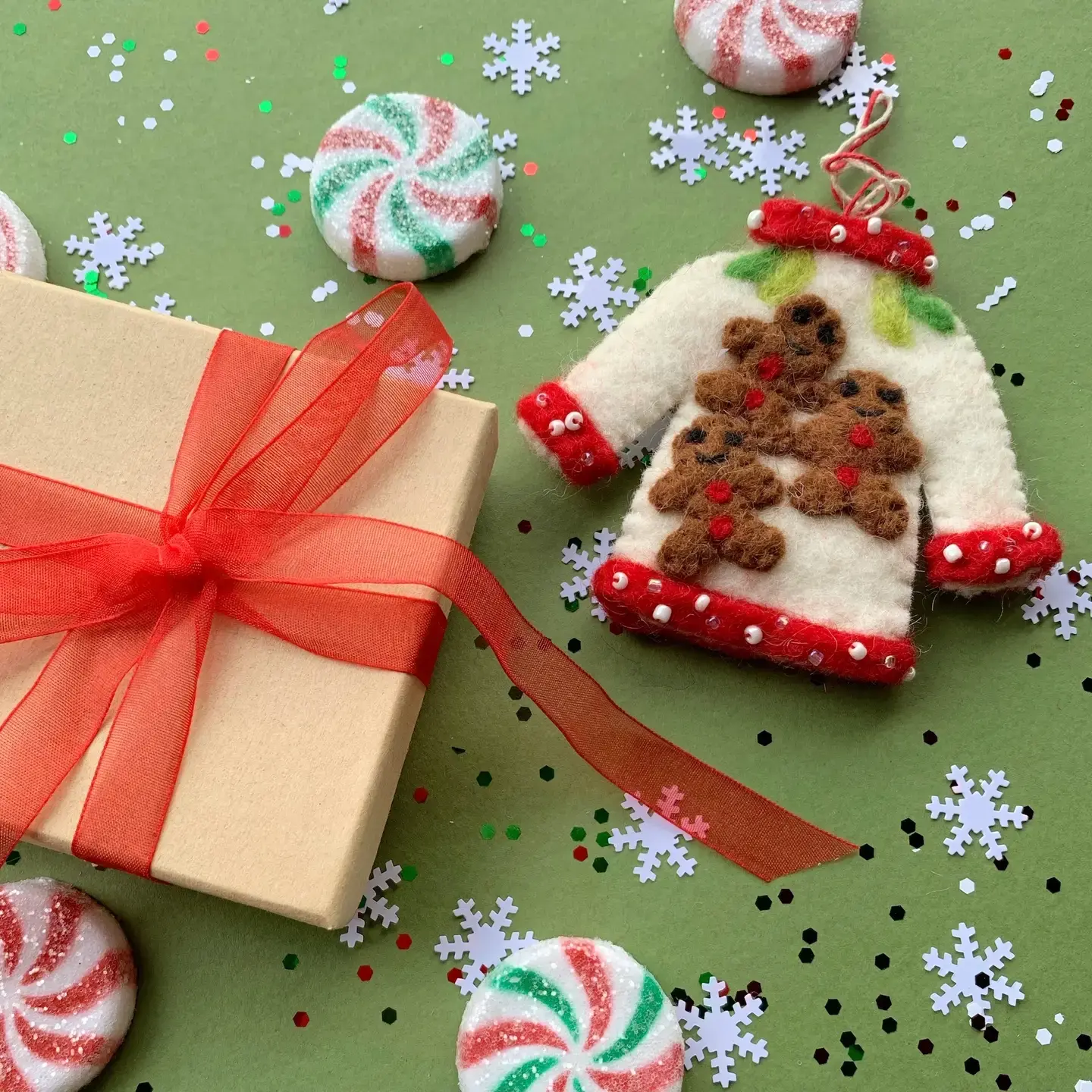 Ugly Christmas Sweater Felt Wool Ornament ASMT