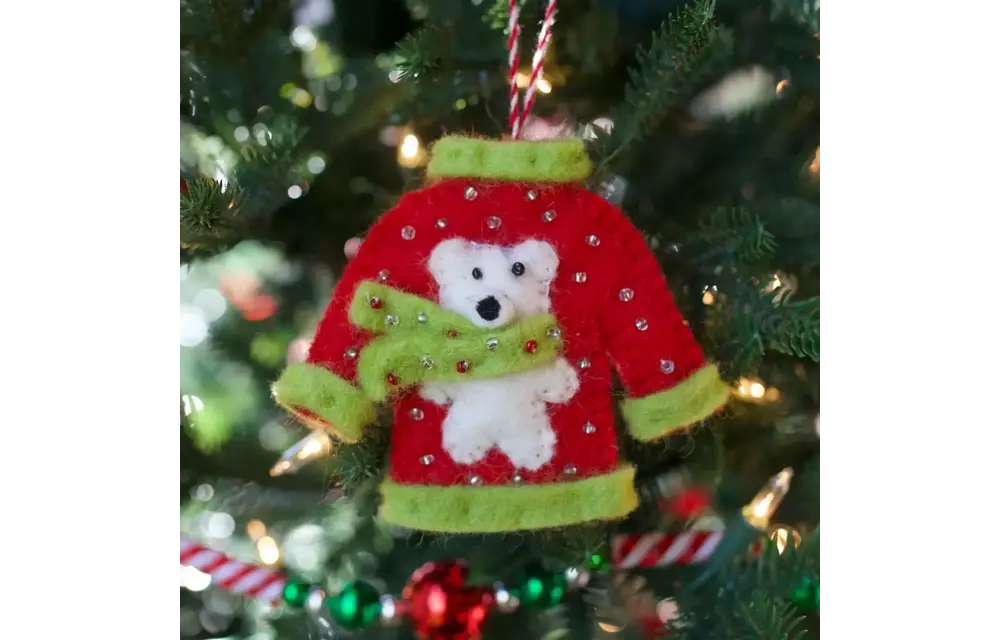 Ugly Christmas Sweater Felt Wool Ornament ASMT