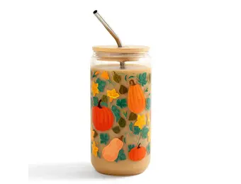 Pumpkin Patch Fall Glass Can