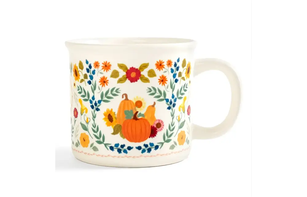 Pumpkin Folk Floral Fall Mug