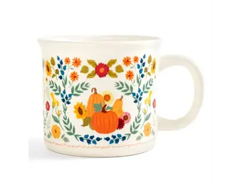 Pumpkin Folk Floral Fall Mug