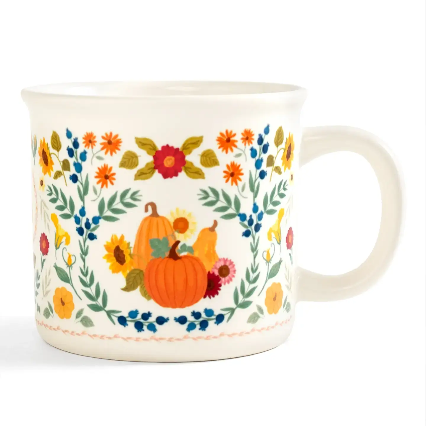 Pumpkin Folk Floral Fall Mug