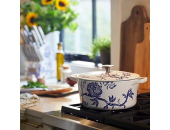 Caskata Round 5qt Covered Casserole Dish - White - Floral Landscape