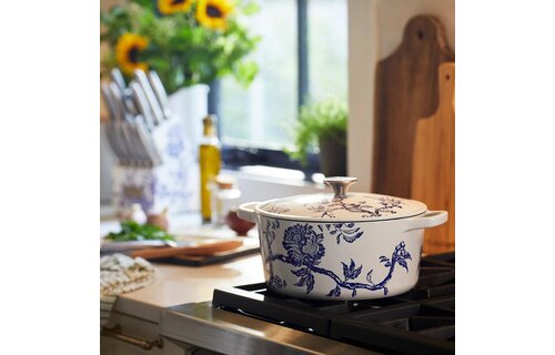 Caskata Round 5qt Covered Casserole Dish - White - Floral Landscape