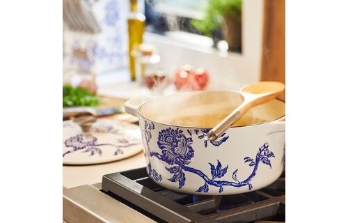 Caskata Round 5qt Covered Casserole Dish - White - Floral Landscape