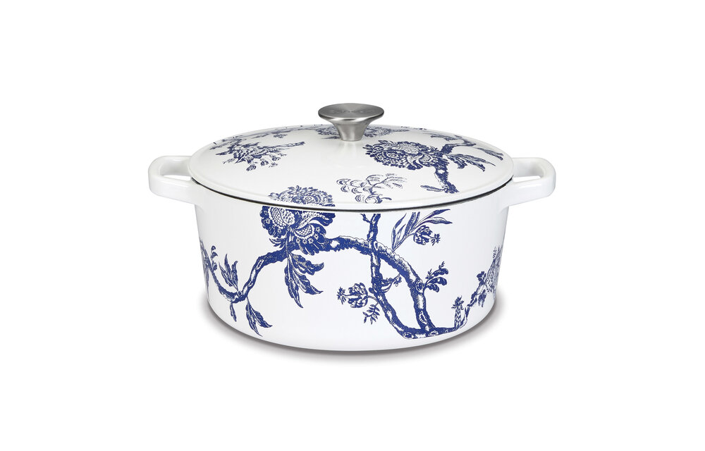 Caskata Round 5qt Covered Casserole Dish - White - Floral Landscape