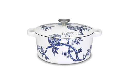 Caskata Round 5qt Covered Casserole Dish - White - Floral Landscape