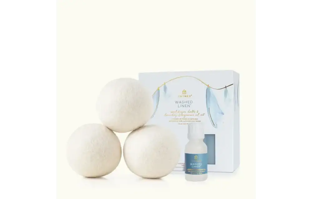 Washed Linen Dryer Balls & Fragrance Oil Set