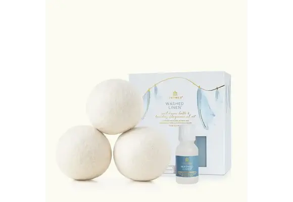 Washed Linen Dryer Balls & Fragrance Oil Set