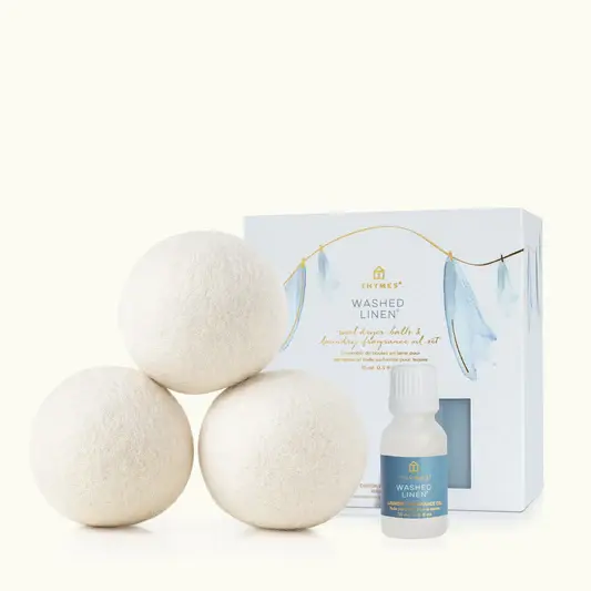 Washed Linen Dryer Balls & Fragrance Oil Set