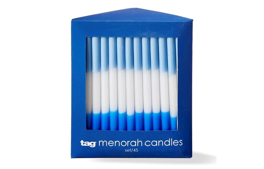 Hanukkah Blue Taper Candles S/45