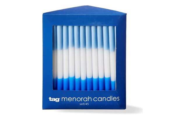 Hanukkah Blue Taper Candles S/45