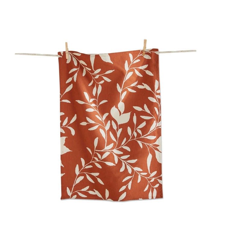 Autumn Botanical Dishtowel Terracotta
