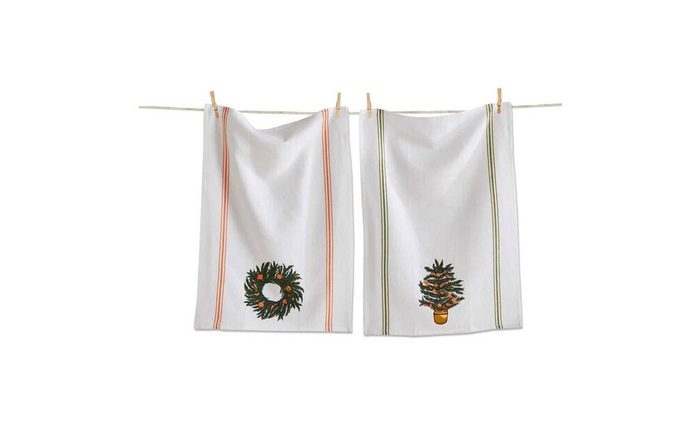 Citrus Grove Tree + Wreath Dishtowel S/2