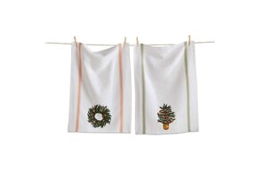 Citrus Grove Tree + Wreath Dishtowel S/2